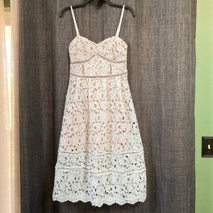 Engagement!!! White Floral Lace Mid Dress